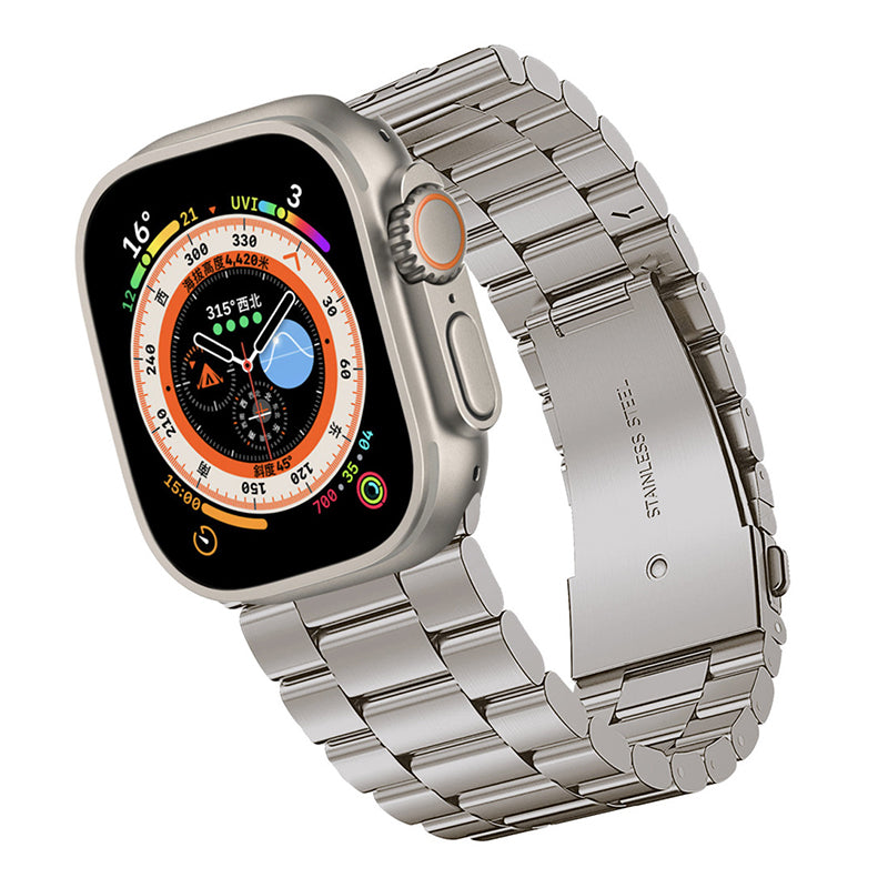For Apple Watch Series 9 8 7 41mm 6 SE SE (2022) SE (2023) 5 4 40mm 3 2 1 38mm Watch Band Three Beads Stainless Steel Strap For Apple Watch Series 9 8 7 41mm 6 SE SE (2022) SE (2023) 5 4 40mm 3 2 1 38mm Watch Band Three Beads Stainless Steel Strap